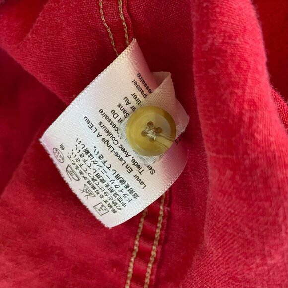 Eddie Bauer 100% Linen Red Button Down T Shirt Men's 3XL with Chest Pockets - Picture 7 of 9